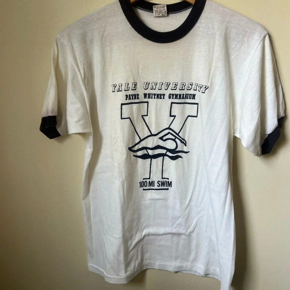 Vintage 1970s Russell Athletic Yale Swimming Tee, size M - Picture 2 of 6